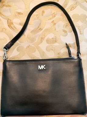Michael Kors Black Leather MK Mini Shoulder Bag